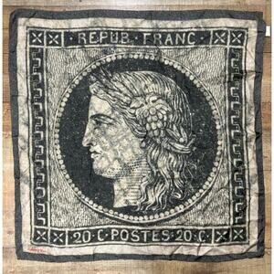 Johnny Was Silk Scarf square 33” French France Stamp Gray